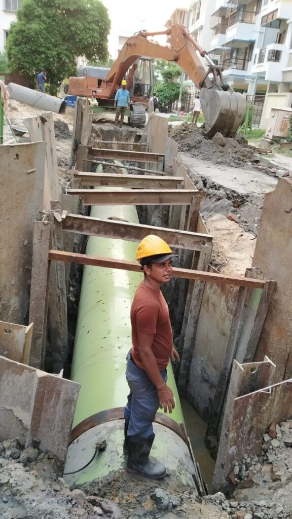 Laying of 1200 dia MS Pipe at Rajarhat for PHED (WTP Project)